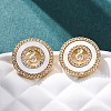 Flat Round Brass Micro Pave Cubic Zirconia Stud Earrings KK-D363-15G-5