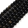 Natural Golden Sheen Obsidian Beads Strands X-G-C068-6mm-9-1