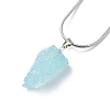 Natural Aquamarine Irregular Rough Nugget Pendant Necklace with 304 Stainless Steel Snake Chains NJEW-JN04021-4