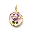 Brass Micro Pave Cubic Zirconia & Enamel Pendants KK-R222-10G-01-1