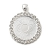 Flat Round Alloy Rhinestone Pendant Cabochon Settings ALRI-T351-01S-1