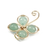 Copper Wire Wrapped Natural Green Aventurine Shamrock Pendants PALLOY-JF02945-02-4