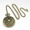 Alloy Flat Round with Dragon Pendant Necklace Pocket Watch X-WACH-N012-28-1