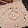 Shell Pearl Round Beaded Necklaces & Bracelets & Earring Sets for Women WG18377-35-1