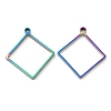 304 Stainless Steel Open Back Bezel Rhombus Pendants STAS-Z040-02A-RC-1