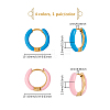 4 Pairs Two Tone 304 Stainless Steel Chunky Huggie Hoop Earrings with Enamel for Women EJEW-DC0001-37-2