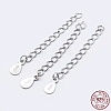 925 Sterling Silver End with Extender Chains and Teardrop Charms STER-F036-26S-40mm-3