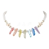 Dyed Natural Crackle Quartz Crystal Bid Necklaces for Women NJEW-JN04667-1