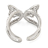 304 Stainless Steel Cubic Zirconia Open Cuff Ring for Women RJEW-S406-05P-01-3