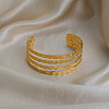 26MM 304 Stainless Steel Vintage Textured Layered Open Cuff Bangles for Women ZJ0317-2
