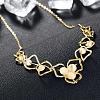 Real 18K Gold Plated Tin Alloy Cubic Zirconia Flower Bib Necklaces NJEW-BB02514-G-4
