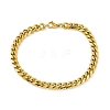 PVD Vacuum Plating 201 Stainless Steel Curb Chain Bracelet with 304 Stainless Steel Clasps for Men Women BJEW-M235-02A-G-1