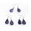 Natural Amethyst Dangle Earrings EJEW-P143-C19-1