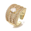 Brass Micro Pave Cubic Zirconia Open Cuff Ring RJEW-K256-57G-1