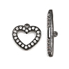 Heart Brass Micro Pave Clear Cubic Zirconia Toggle Clasps KK-G548-37-4