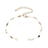 304 Stainless Steel & Faceted Round Gemstone Link Chain Bracelet Making AJEW-JB01346-2