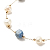 Natural Lapis Lazuli & Pearl Beaded Bracelet BJEW-JB08293-05-4