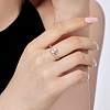 Anti-Tarnish Rhodium Plated 925 Sterling Silver Teardrop Finger Rings RJEW-Z040-11P-4