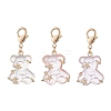 3Pcs Bear Transparent Resin Rhinestone Pendant Decorations HJEW-JM01007-1