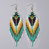 Bohemian Handmade Glass Seed Beads Hexagon Dangle Earrings ZA8204-4-1
