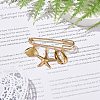 304 Stainless Steel Shell & Starfish Charms Safety Pin Brooch JEWB-BR00083-3