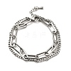 201 Stainless Steel Paper & Curb Chains Double Layered Multi-strand Bracelet for Women BJEW-A126-19P-1