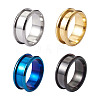 4 Colors Stainless Steel Grooved Finger Ring Settings STAS-TA0001-26A-8