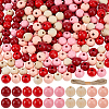 250Pcs 5  Colors Spray Painted Round Natural Schima Wood Beads WOOD-PA0001-73A-1