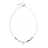 304 Stainless Steel Star Pendant Natural Aquamarine & Yellow Opal & Lapis Lazuli & Amethyst & Green Aventurine & Carnelian & Glass Faceted Rondelle Beaded Chakra Nacklaces NJEW-JN05773-4