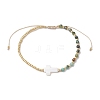 3mm Round Faceted Natural African Turquoise(Jasper) & Seed Beads Braided Bead Bracelets BJEW-JB10594-03-1