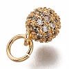 Brass Micro Pave Clear Cubic Zirconia Charms ZIRC-B002-40G-2