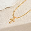 Elegant Brass Micro Pave Clear Cubic Zirconia Cross Pendant Necklaces for Daily Casual and Streetwear Wear CD4943-2
