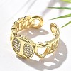 Brass Micro Pave Clear Cubic Zirconia Open Cuff Rings for Women RJEW-K289-02G-I-2