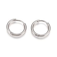 304 Stainless Steel Huggie Hoop Earrings EJEW-G272-02-12mm-P
