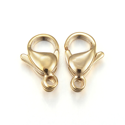 Ion Plating(IP) 304 Stainless Steel Lobster Claw Clasps X-STAS-H353-G-02G-1