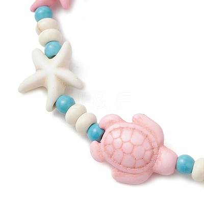 Synthetic Turquoise Beads Stretch Bracelets BJEW-JB12019-02-1