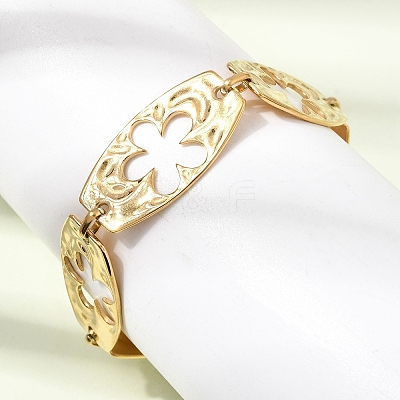 304 Stainless Steel Oval with Hollow Flower Link Chain Bracelets SA-CBAF6AD-08G-1