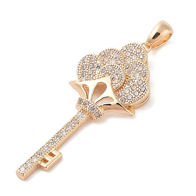 Brass Micro Pave Clear Cubic Zirconia Pendants KK-S388-02G-02-1