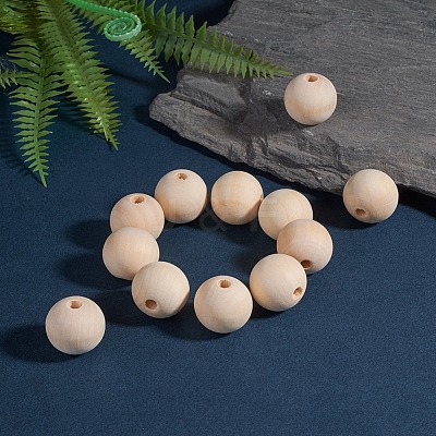 Unfinished Natural Wood Beads Spacer Craft Beads for DIY Macrame Rosary Jewelry X-WOOD-S651-25mm-LF-1