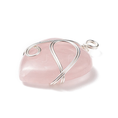 Natural Rose Quartz Pendants PALLOY-JF01663-08-1