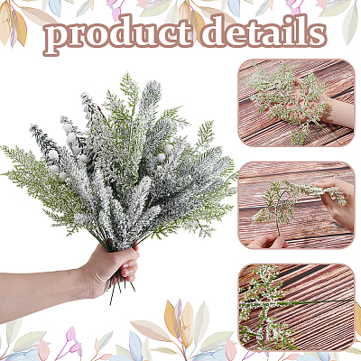 70Pcs 7 Styles PU & Iron Artificial Pine Needle Branches FIND-GA0005-49-1