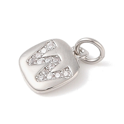 Rack Plating Brass Micro Pave CLear Cubic Zirconia Charms KK-E110-14P-W-1