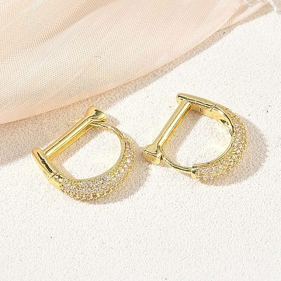 Brass Micro Pave Cubic Zirconia Hoop Earrings KK-CBA30C7-23G-1