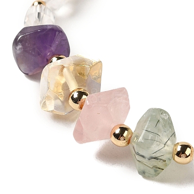 Faceted Natural Quartz Crystal Stretch Beaded Bracelets BJEW-P318-01G-02-1