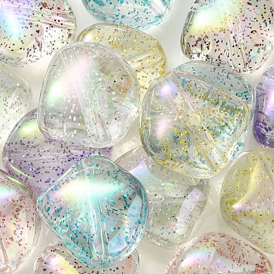 UV Plating Rainbow Iridescent Acrylic Beads OACR-K003-003-1