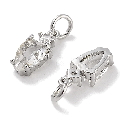 Brass Micro Pave Cubic Zirconia Charms KK-C051-09P-04-1