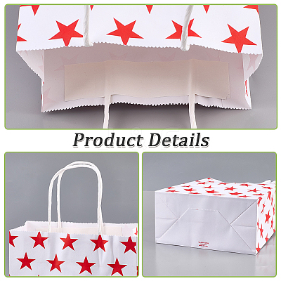 Kraft Paper Star Printed Bags with Handles ABAG-WH20013-08C-1