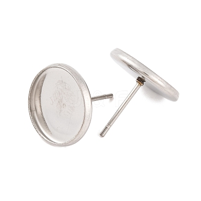 Tarnish Resistant 304 Stainless Steel Flat Round Stud Earring Settings X-STAS-I017-01-1