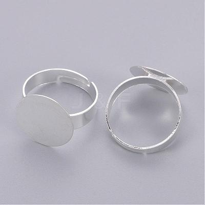 Adjustable Iron Silver Color Plated Pad Ring Base Findings X-IFIN-C046-S-1