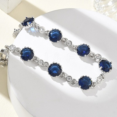 Brass Micro Pave Cubic Zirconia Link Cahin Bracelets for Women BJEW-A172-01P-1